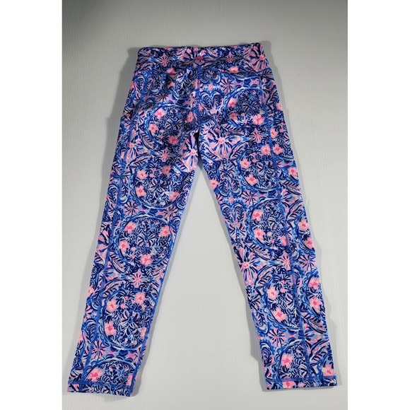 Lilly Pulitzer Luxletic Leggings Athletic Blue Pink Floral Print Size S - Picture 4 of 6